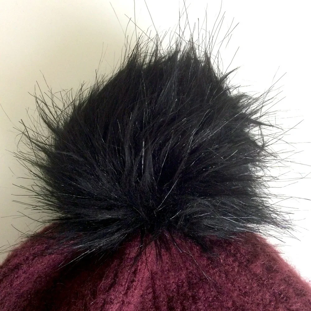 Columbia Faux Fur Pompom Knit Cuff Beanie OS